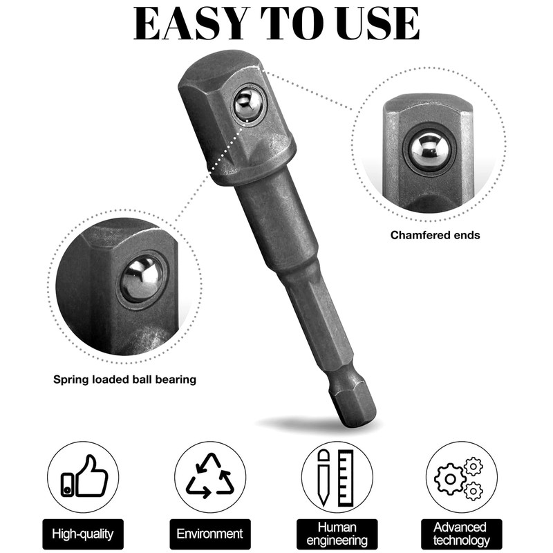 truee 14-piece socket spanner nut set, 6-piece socket adapter, 1/4,