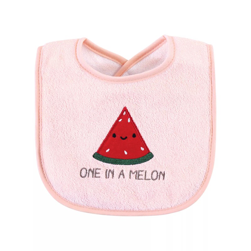 Hudson Baby Cotton Terry Drooler Bibs with Fiber Filling, Fruits,