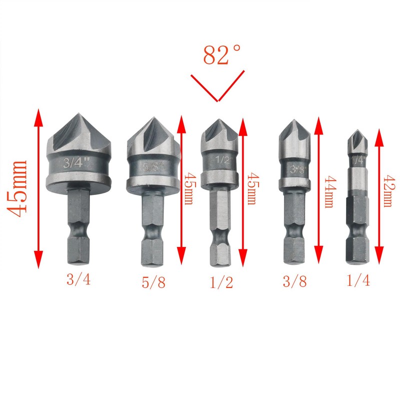 CHENJIN 5PCS 82 Degree Hexagonal Shank Chamfering Machine Submerged Drill