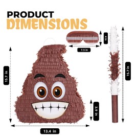 Birchio Poop Pinatas Bundle with a Blindfold and a Bat(15.7 x 13.4 x 5 Inches), Birthday Parties for Boys, Decoration for Theme Parties