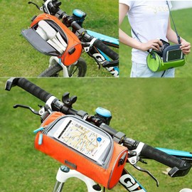 Lunali Bicycle Front Back Shoulder Bag Multifunctional Bag Waterproof Drum Shape (Green)