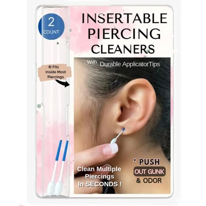 Insertable Piercing Cleaners Sturdy Tips Push Out Gunk, Odors; Cleans