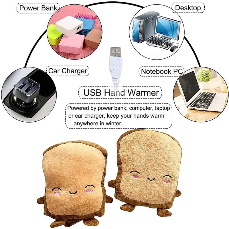 1 Pair USB Heated Gloves Winter Hand Warmers, Cute Soft