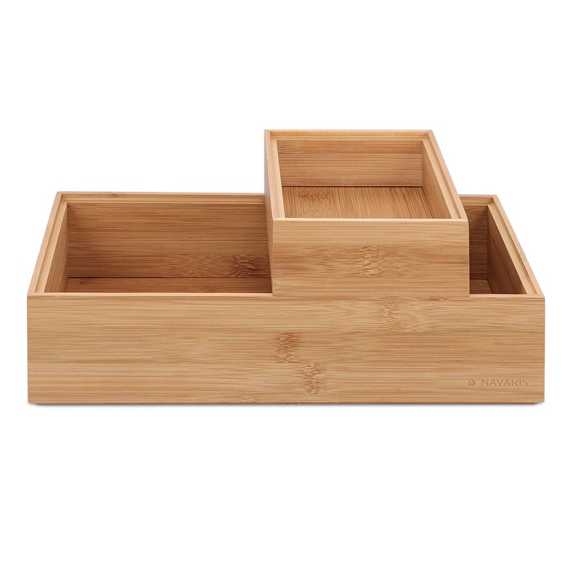 Navaris Bamboo Storage Box Set of 2 - 2 x