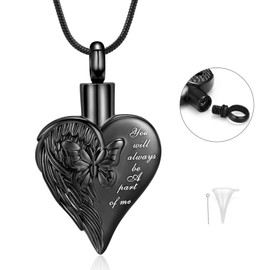 AIWENXI Butterfly Urn Necklace Pendant for Human Ashes Butterfly Heart Cremation Jewelry for Women Men Memorial Keepsakes Pendant Locket Ash Holder