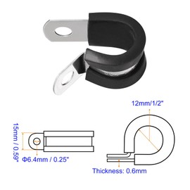 MACHSWON 12Pcs 1/2 Inch(12mm) Cable Clamp, Rubber Cushioned Insulated Clamp 304 Stainless Steel R Shape Bracket Metal Pipe Clamp Tube Holder for Wire Hose Tube