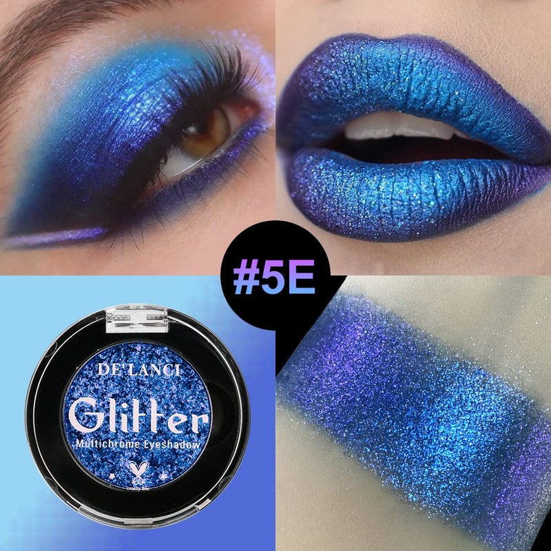 Afflano Multichrome Glitter Blue Eyeshadow, Single Glitter Metallic Shimmering Chameleon