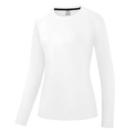 Women's Rash Guard UPF 50+ Sun Protection Short/Long Sleeve T-Shirts Lightweight Quick Drying SPF UV Swimming Shirts, Long sleeve: white, M