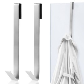 WLLHYF 2 Pack Shower Door Hooks, 10" Bathroom Towel Hooks Heavy Duty Drill-free Rack Hook Stainless Steel Extended Shower Hook