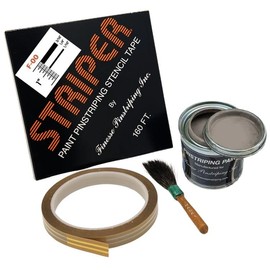 Automotive Pinstriping KIT - Stencil/Brush/Paint - Pinstripe Your Car/Truck - Results: 3/16 inch Stripe, 1/4 inch Space, 1/16 inch Stripe (Taupte, 160 Foot roll)