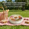 1-Pack Divided Serving Tray with Lid and Handle, 6-Compartment Snackle