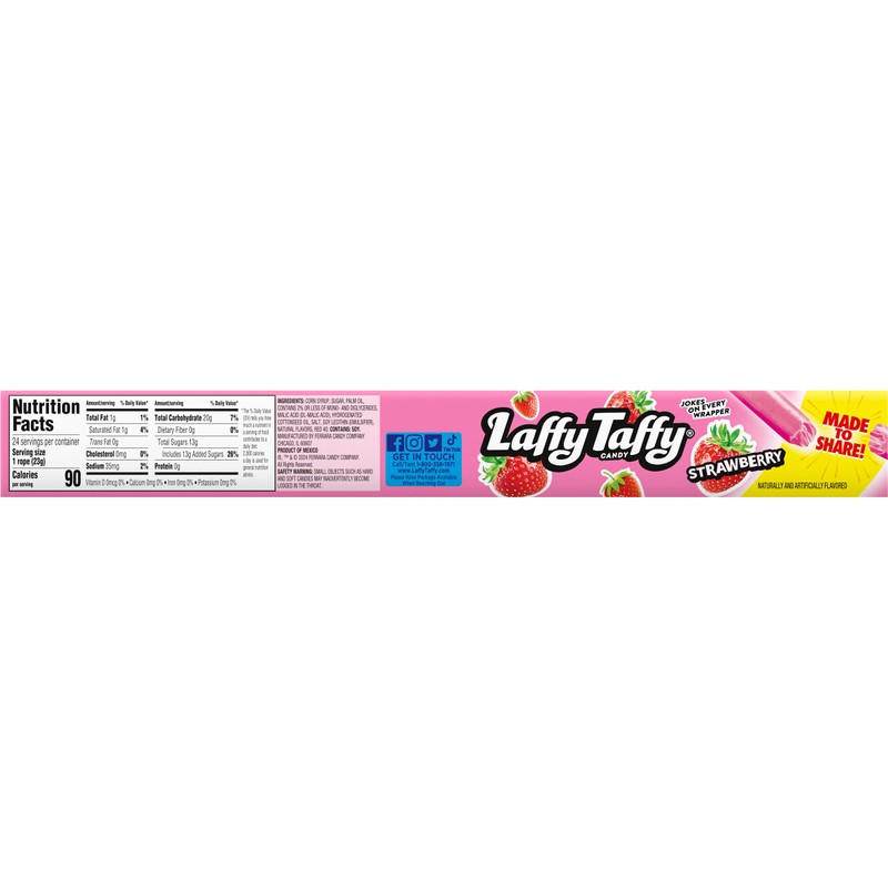 Laffy Taffy Rope Candy, Strawberry Flavor, 0.81 Ounce Ropes (Pack
