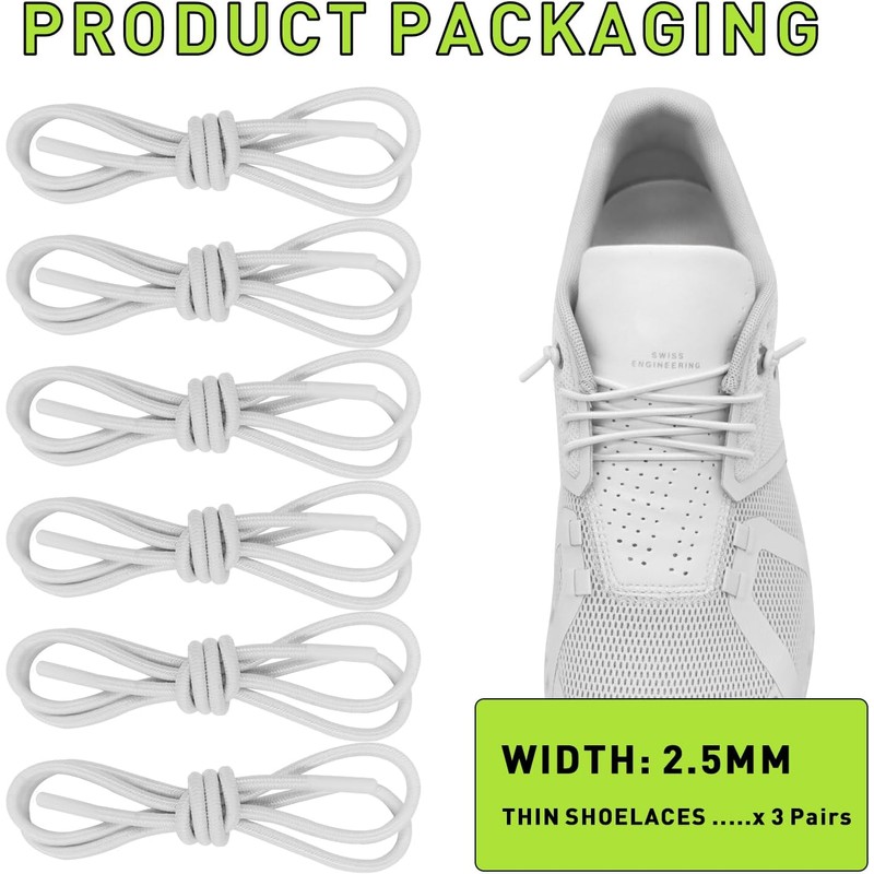 3 pares de cordones elásticos para zapatos de correr ON