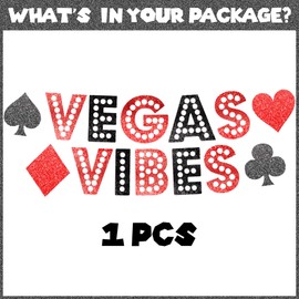 Casino Party Banner, Casino Themed Glitter Banner Vegas Vibes Banner Monte Carlo Poker Night Garland for Las Vegas Birthday Bachelorette Party Poker Party Decorations Supplies