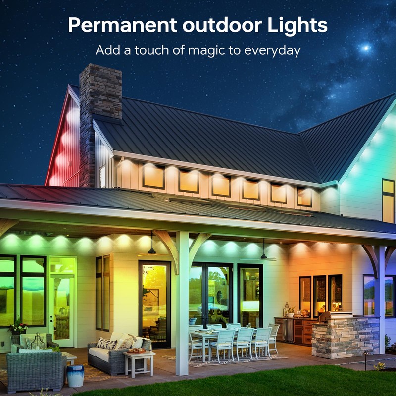 Permanent Outdoor Lights for House, 120ft 72 LEDs Smart RGB&IC
