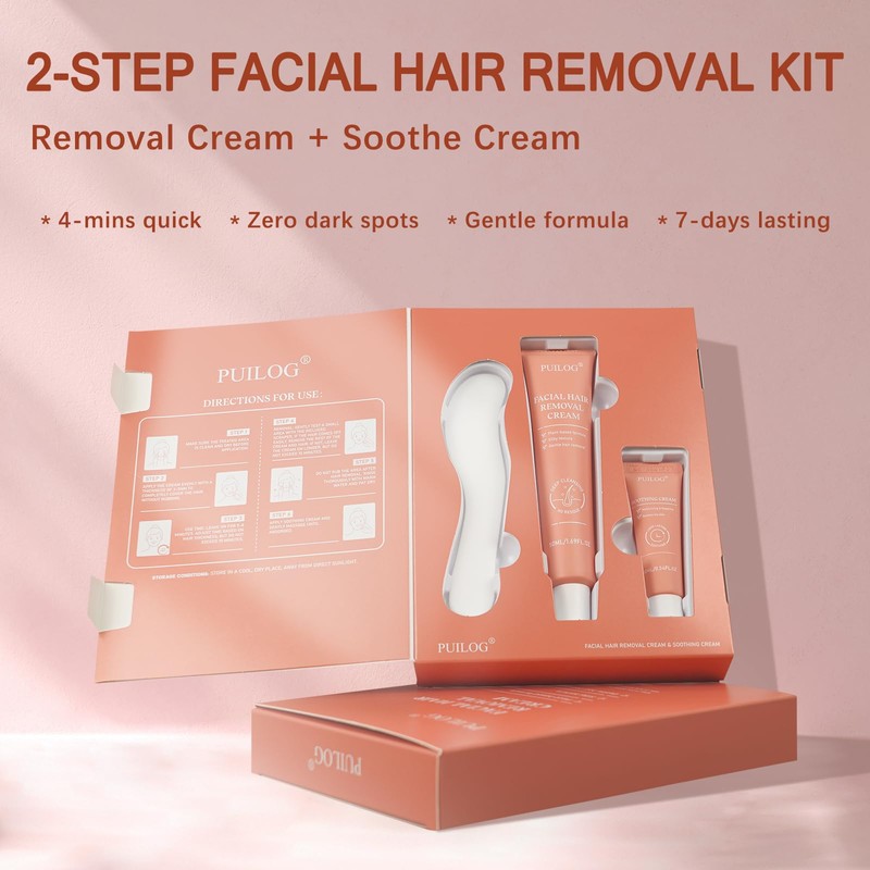 Facial Hair Removal Cream Kit for Women Face – Depilatory