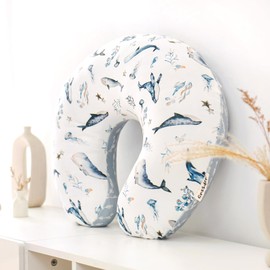 GRSSDER Reversible Nursing Pillow Cover, Ultra Soft Stretchy Minky Removable Nursing Covers Fitted for Breastfeeding Pillows Snug and Safe, Sea Fish