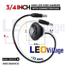 Ledvillage 20 Pcs 3/4 Inch Mini Round Smoked Lens Red LED Button Side Marker Lights 3 LED with Connector Plugs for Trailer Truck Lorry SUV ATV RV Bus Clearance Signal Lamps 12V DC