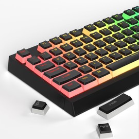MageGee Double Creamy Shot PBT Pudding Keycaps 130 Keys,Keycaps with Translucent Layer,Full 104 Key Set and 16 Additional Keycaps,OEM Profile,Mechanical Keyboard Accessories - Black