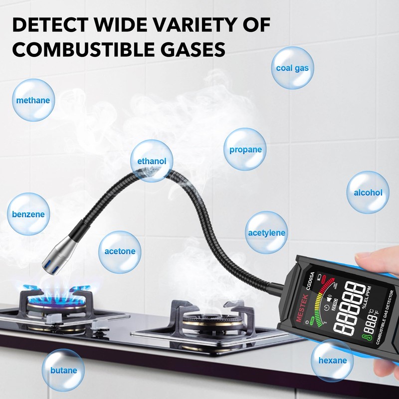 MESTEK Natural Gas Detector, Gas Leak Detector with Long Gooseneck,