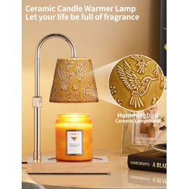 Ceramic Candle Warmer Lamp Dimmable Electric Lamp Candle Warmer for Jar Scented Candles Adjustable Height Mothers Day Birthday Gifts for Women Mom Grandma Offices Home Decor Light(Hummingbird)
