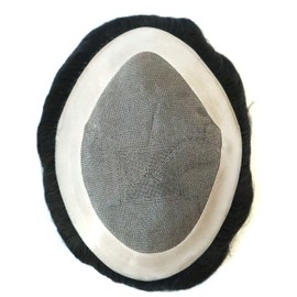 Mens Hair Replacement System Unit Durable Poly Coating Black Toupee Natural Hairline Real Human HairReal Gents Fine Mono Hairpieces 6x9