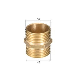 sourcing map Brass Male to Male Straight Pipe Hex Fitting G 1 x G 1 Male Thread Connector