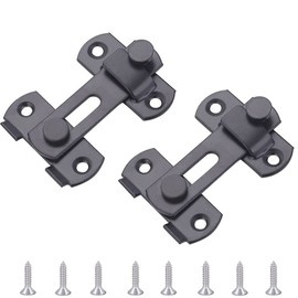 CEEYSEE Pack of 2 Stainless Steel Latch Door Latch Double-Sided Flip Latch with Fixed Screw Bolt for Bathroom, Garage, Window, Garden, Cupboard, Pet Cage, Cage Accessories (SchwarzFK)