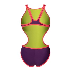 ARENA Women's Standard One Big Logo Swimsuit, Plum/Bright Coral