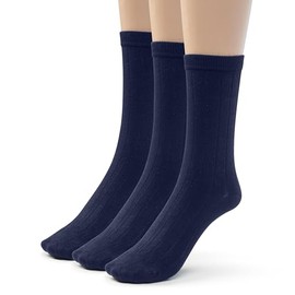Silky Toes 3 or 6 Pairs Mens Rayon from Bamboo Ribbed Dress Socks, Casual Basic Socks (10-13, Navy (3 Pairs))