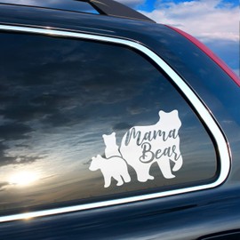 Vinilo decorativo para pared – Mama Bear – 4" x 6" – Lindo oso diseño de osos modernos con cita de mamás moderna para coche, ventana, equipaje, oficina, portátil, coche, decoración de ventana trasera