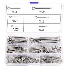 VooGenzek 180 PCS 6 Sizes Cotter Pins Assorted Kit, Heavy Duty Zinc Plated Cotter Pin, Split Pins, for Automotive, Mechanics, Car Garage, Workshop