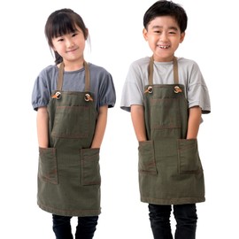 Chapdaddy Children's Apron, Kids' Apron, Girls, Boys, Elementary School Students, Cooking, Crafting, Gardening, Camping, Outdoors, Work, Canvas Fabric, Crafter Apron, Khaki