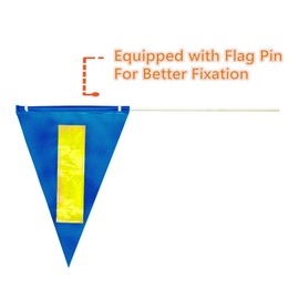Bike Safety Flag with Pole, 6-Feet Adjustable Height Heavy Duty Fiberglass Pole Polyester Tear-Resistant Waterproof (Blue with Reflective)