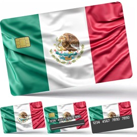 Goniken Credit Card Skin, Mexican Flag Debit Card Skin Sticker for Transportation, Key, Debit, Credit, 4PCS Credit Card Sticker Cover No Bubble, Slim, Waterproof, Removable Debit Card Sticker