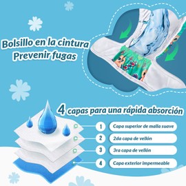 SlowTon Pañales Lavables para Perros Hembra sin Fugas, 3 Piezas Cómodos Pañales Súper Absorbentes y Reutilizables con Cierre Ajustable para Perros en Celo, Micción por Incontinencia (Animale, M)