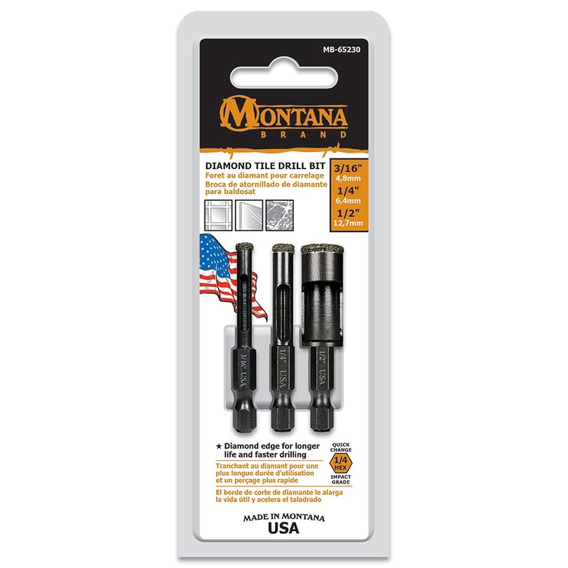 Montana Brand 3pc Diamond Drill Bit Set