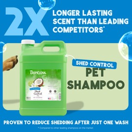 TropiClean Deshedding Dog Shampoo, Professional Dog Shampoo, Fast-Acting Shedding Control, Puppy Safe, Made in USA, Lime & Coconut Scent, 2.5 Gal