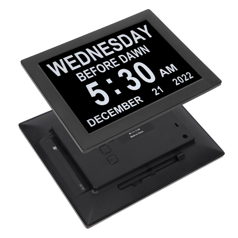 8inch Digital Day Calendar Clock Alarm Reminders Auto Dimming Large