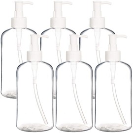 Youngever 6 Pack Plastic Pump Bottles 12 Ounce, Refillable Plastic Pump Bottles with Travel Lock