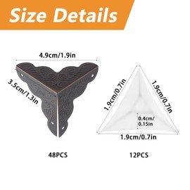 MOROBOR Stair Dust Inner Corners, 48pcs Decorative Corner Stair Corner Dust Guards Decorative Cover Pad Metal Furniture Guard Edge for Cabinet drawer Desk Jewelry Box(Bronze)