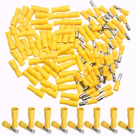 CEEYSEE 100Pcs of Yellow Insulated Female Male Bullet Connector Quick Splice Wire Terminals Wire Crimp Connectors （PZY)