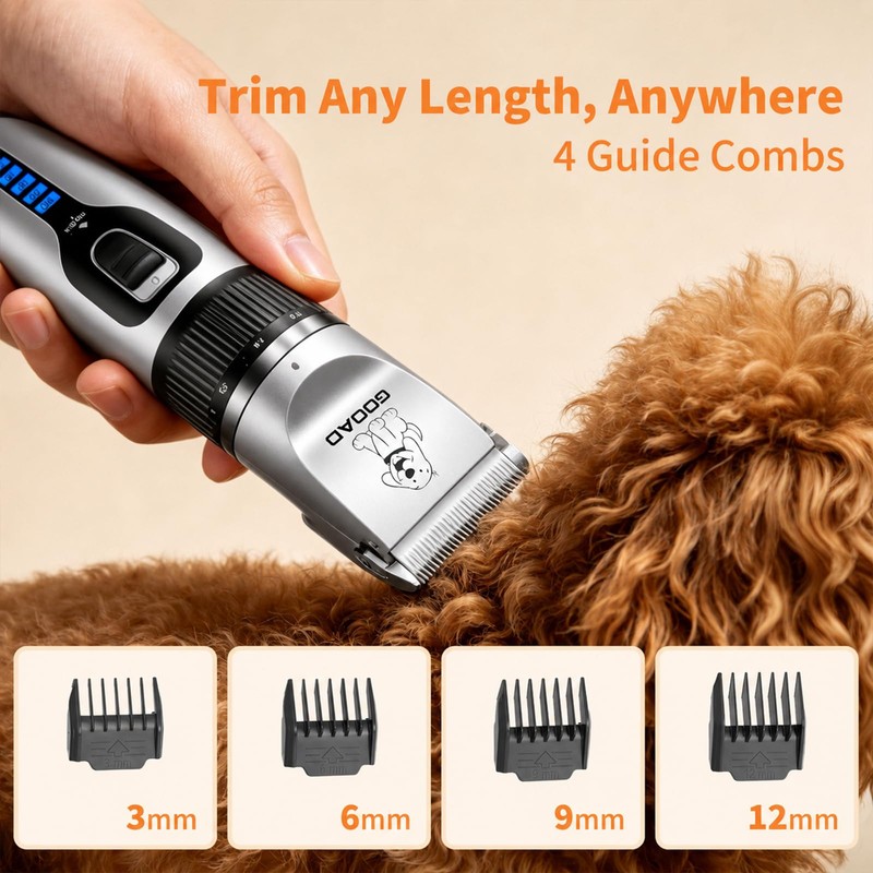 Gooad Pet Grooming Clippers with Paw Trimmer for Dogs &
