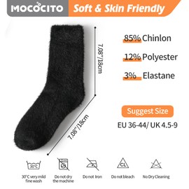 MOCOCITO 5 Pairs Fluffy Socks Womens Stocking Fillers black fluffy socks heated socks Fuzzy Warm Socks Winter Soft Socks Comfy House Socks Thermal Socks Sleeping Bed Socks Christmas socks 4.5-9