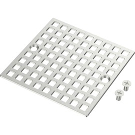 EXF 4 Inch Screw in Square Shower Floor Drain Cover, Stainless Steel Replacement Shower Drain Strainer Hair Catcher Brushed Nickel