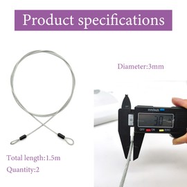 LIANCHEN 2 Pieces 3 mm Loop Cable Sport Steel Cable Wire Rope for Anti-Theft Safety Cable Braided Safety Loop Steel Cable with Loop, Length: 2 m (Silver 3 mm)