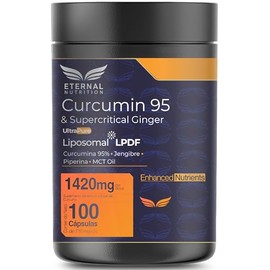 ETERNAL NUTRITION Essentials Cúrcuma con Jengibre y Pimienta Negra 95% (100 Cápsulas) | Curcuminoides + Piperina y Aceite de MCT | 50 Porciones · 1420 mg | Antiinflamatorio y Antioxidante