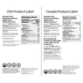 Food to Live Organic Dry Roasted Pumpkin Seeds in Shell with Himalayan Salt, 1.5 Pounds – Nutritious Snack Made from Premium Non-GMO Seeds, Perfect for Keto and Paleo Diet. Rich Flavor. Kosher, Vegan