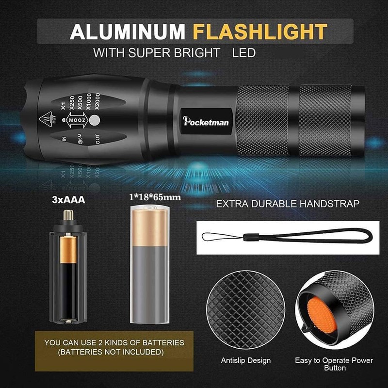 LED Tactical Flashlight Super Bright LED Flashlights Portable Outdoor Water