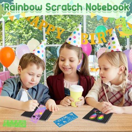 Party Favors Birthday Gifts for Kids: 24 Pack Scratch Art Notebook Party Favors for Kids Goodie Bags Stuffers Girls Boys Art Craft Kit Birthday Gifts for Classroom Prizes Christmas Gifts - Dinosaur